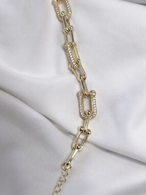 Gold Crystal Link Bracelet – Women Jewelry